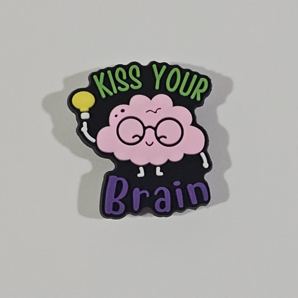 Kiss Your Brain Cute Funny Shoe Charm Croc Charms Clog